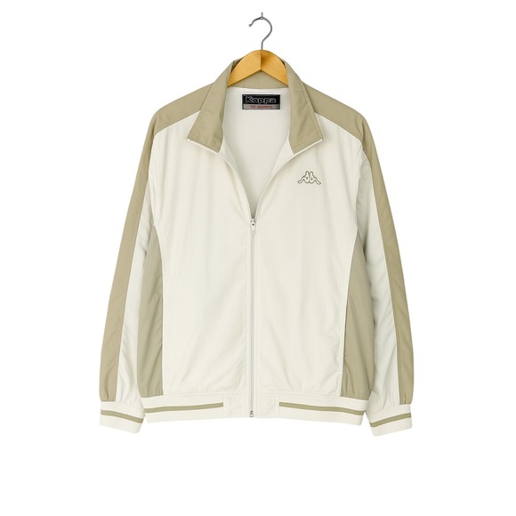 Kappa Men's XXL Track Jacket Beige White Zip Up Logo Athletic Retro Style - Picture 1 of 10